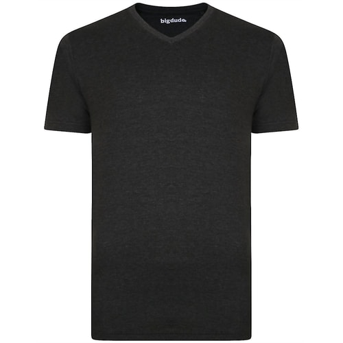 Bigdude Plain V-Neck T-Shirt Charcoal Marl